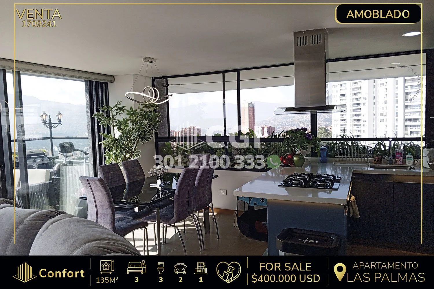 APARTAMENTO AMOBLADO EN ALTO DE LAS PALMAS - EL POBLADO 1709241 COP/USD — foto 1