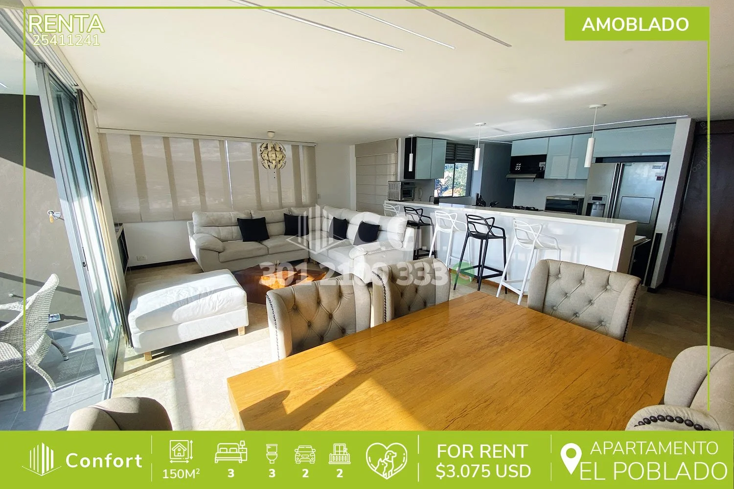APARTAMENTO AMOBLADO EN LAS PALMAS - EL POBLADO 25411241 COP/USD — foto 1