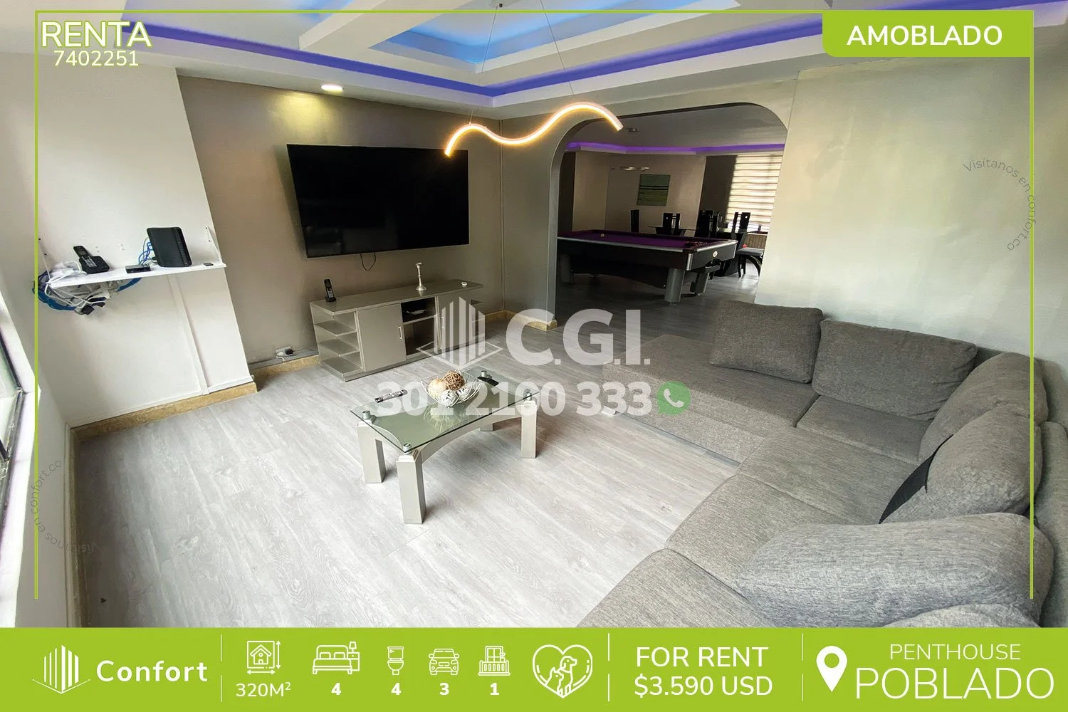 PENTHOUSE AMOBLADO EN LAS PALMAS - EL POBLADO 7402251 COP/USD — foto 1